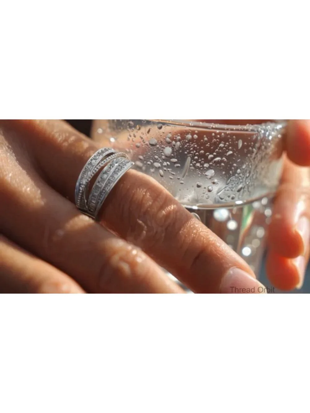 Gold-Plated Open Ring with Multi-Layered Baguette & Round Cubic Zirconia
